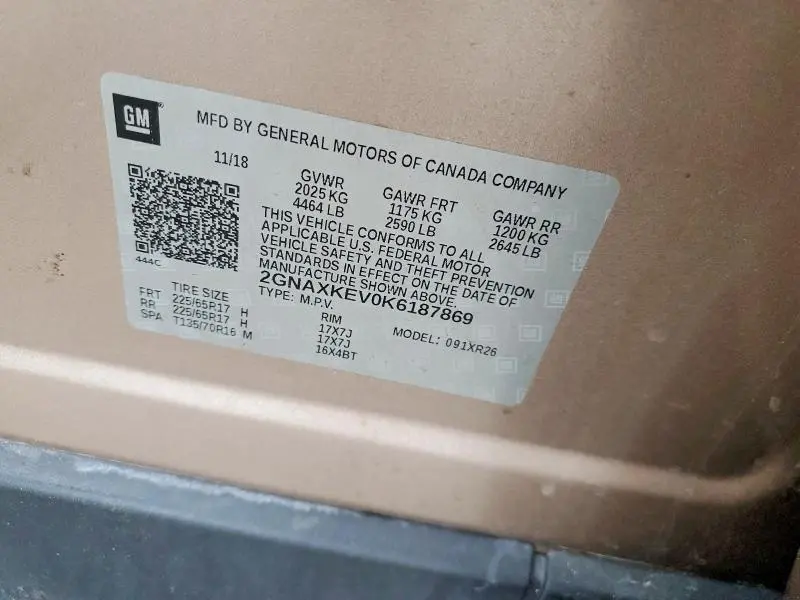 2019 CHEVROLET EQUINOX LT  