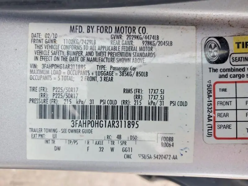 2010 FORD FUSION SE  