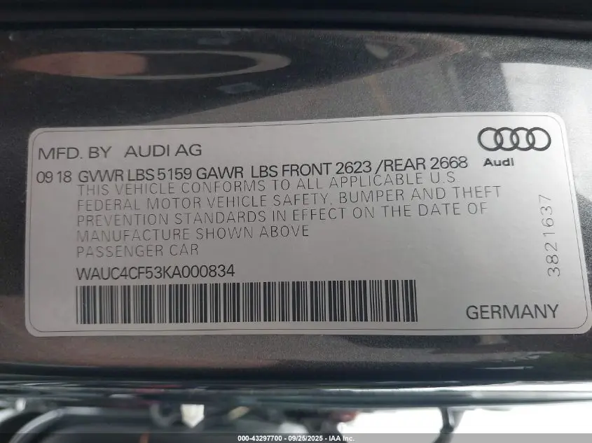 2019 AUDI S5 3.0T PREMIUM