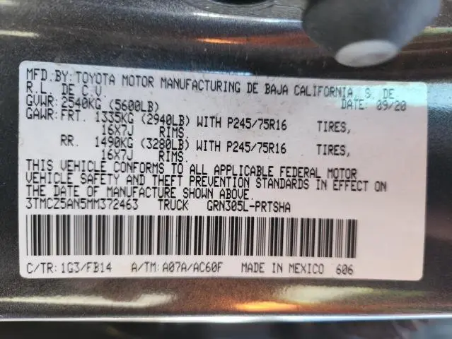 2021 TOYOTA TACOMA DOUBLE CAB  