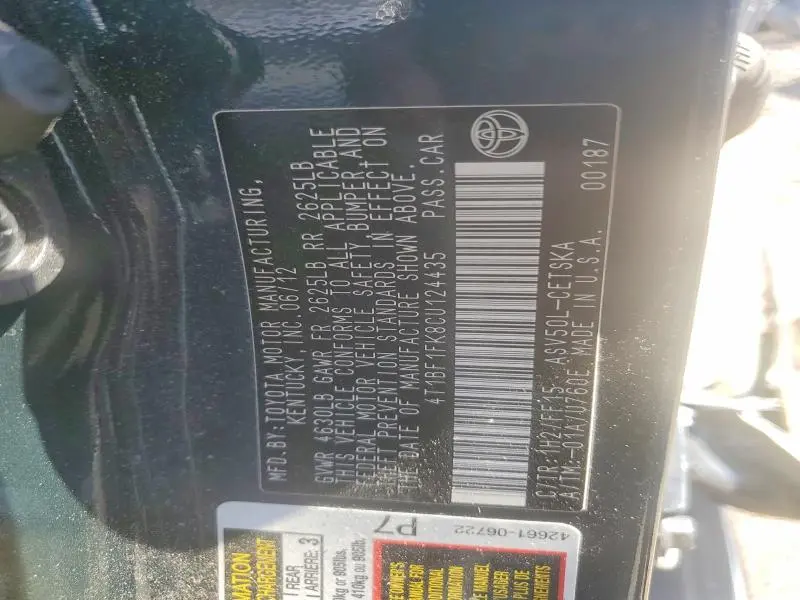 2012 TOYOTA CAMRY SE  