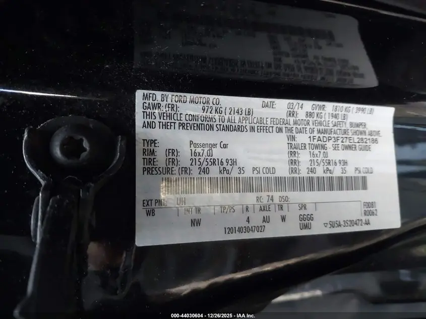 2014 FORD FOCUS SE