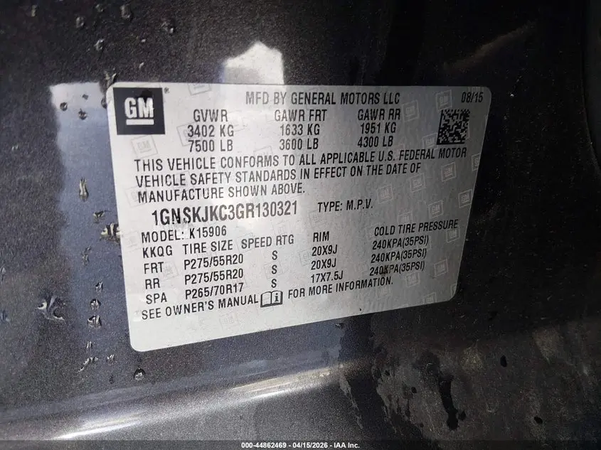 2016 CHEVROLET SUBURBAN LTZ