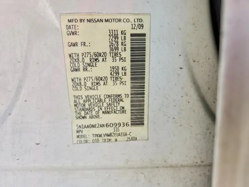 2010 NISSAN ARMADA PLATINUM  