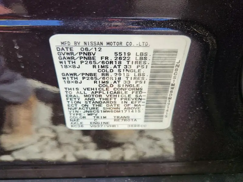 2013 INFINITI FX37 BASE  