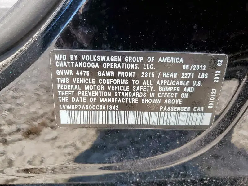 2012 VOLKSWAGEN PASSAT SE