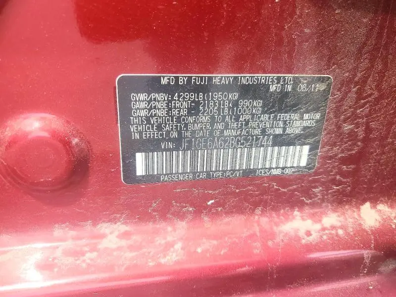 2011 SUBARU IMPREZA 2.5I  