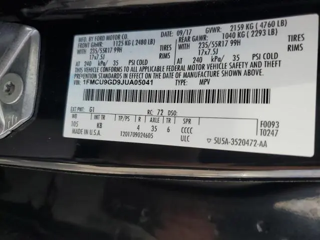 2018 FORD ESCAPE SE  