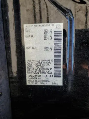 2019 NISSAN MAXIMA S