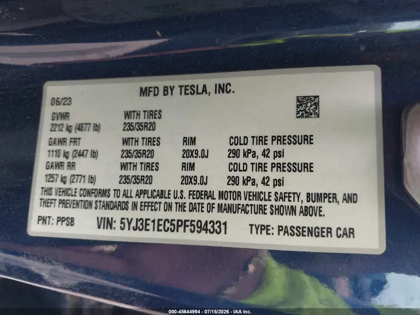 2023 TESLA MODEL 3 PERFORMANCE DUAL MOTOR ALL-WHEEL DRIVE