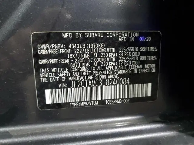 2020 SUBARU CROSSTREK LIMITED  