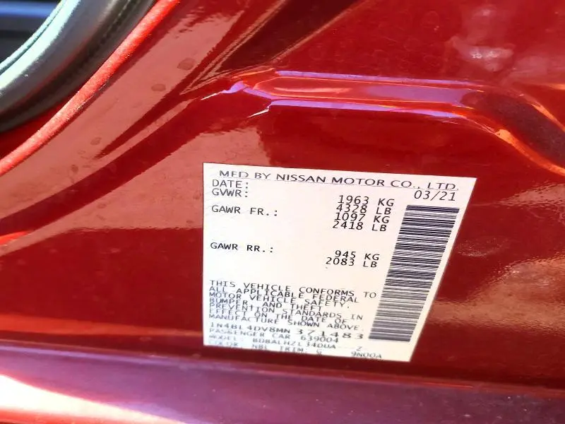 2021 NISSAN ALTIMA SV  