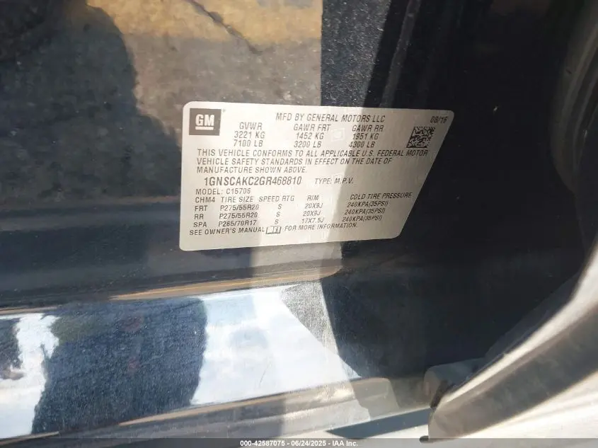 2016 CHEVROLET TAHOE LS