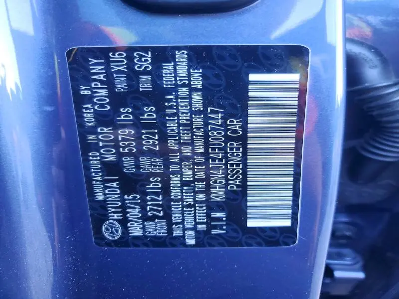 2015 HYUNDAI GENESIS 3.8L  