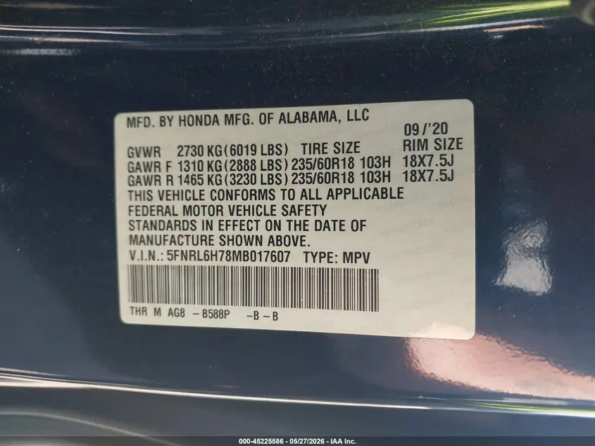 2021 HONDA ODYSSEY EX-L
