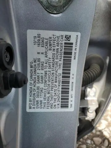 2019 HONDA CIVIC EXL  