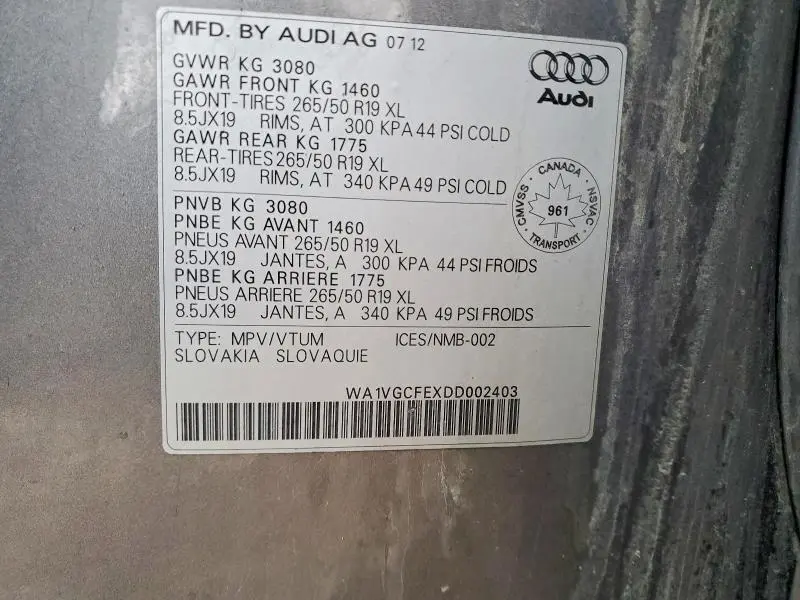 2013 AUDI Q7 PRESTIGE  