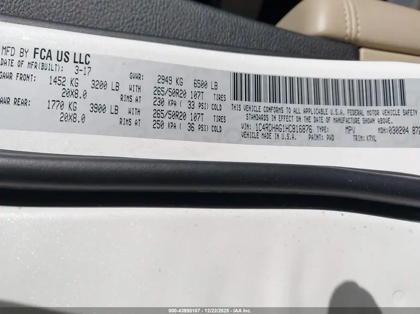 2017 DODGE DURANGO SXT RWD
