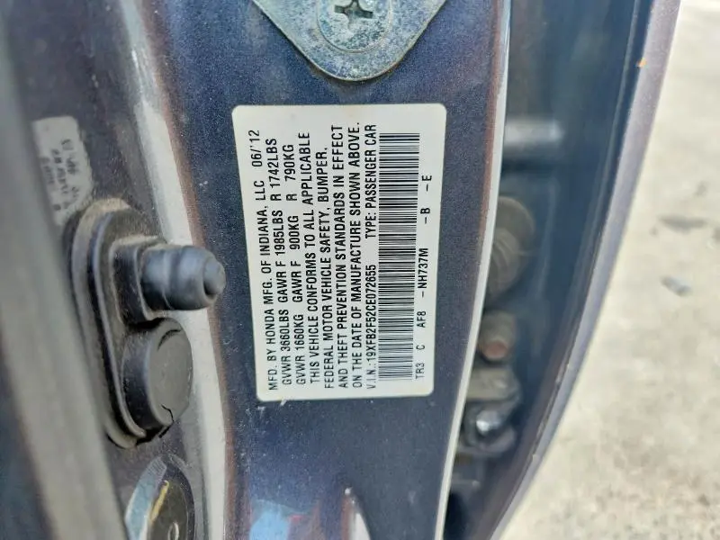 2012 HONDA CIVIC LX  