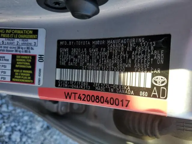 2014 TOYOTA COROLLA L  