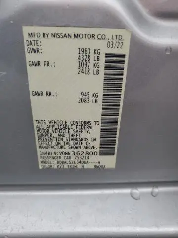 2022 NISSAN ALTIMA SR  
