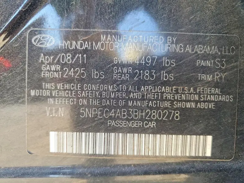2011 HYUNDAI SONATA SE 2.0T  
