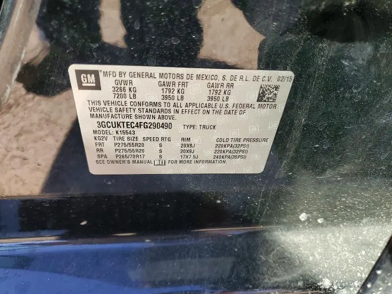 2015 CHEVROLET SILVERADO K1500 HIGH COUNTRY  