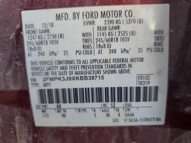 2019 FORD EDGE SEL  