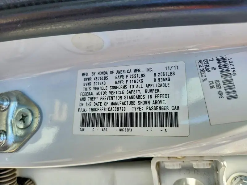 2012 HONDA ACCORD EXL  