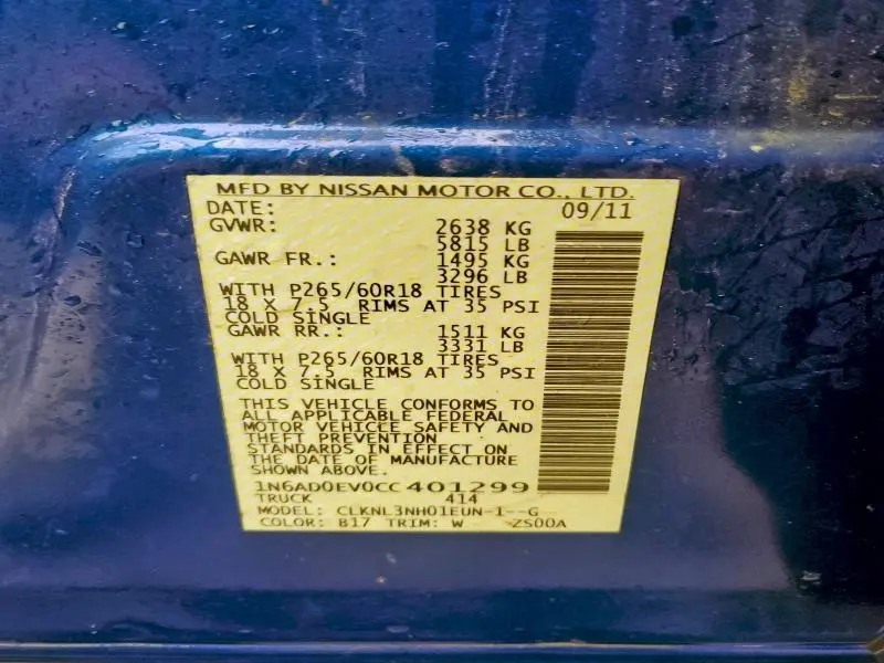 2012 NISSAN FRONTIER S  