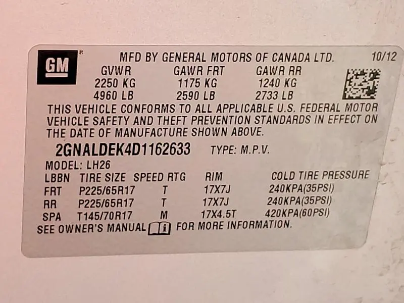 2013 CHEVROLET EQUINOX LT  