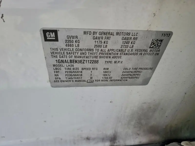 2014 CHEVROLET EQUINOX LT  