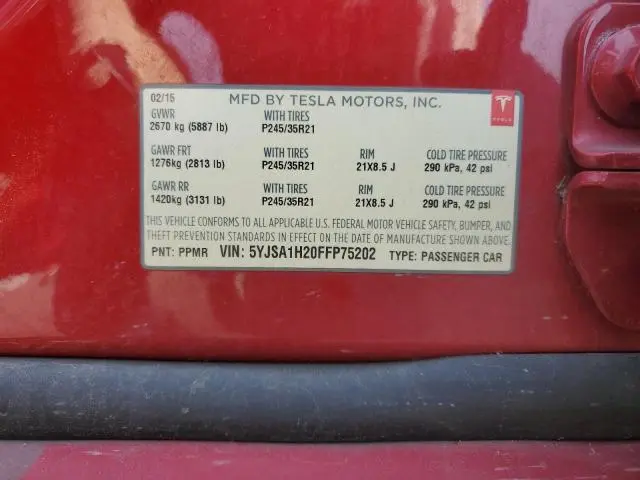 2015 TESLA MODEL S 85D  