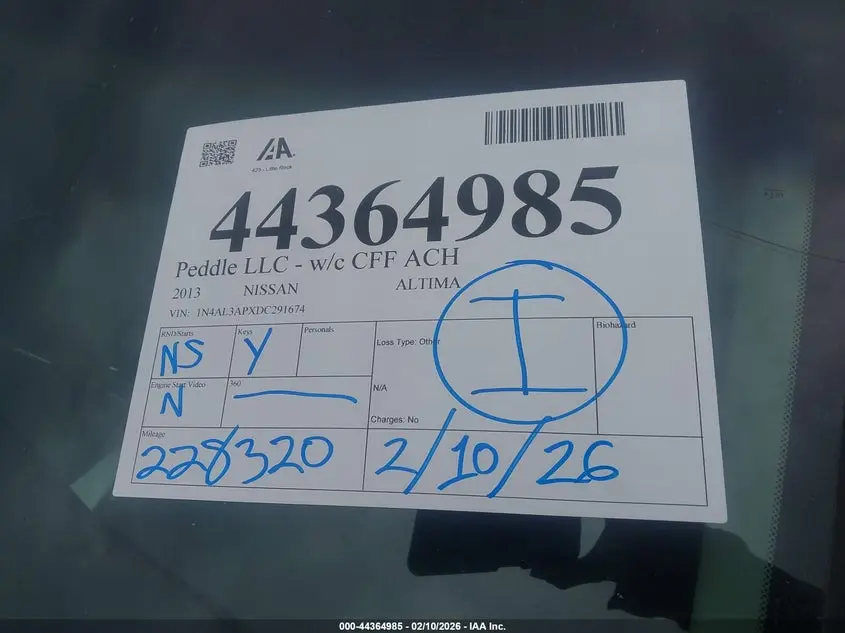 2013 NISSAN ALTIMA 2.5 S