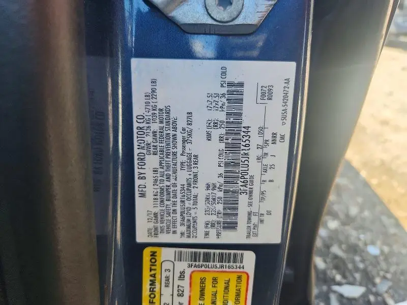 2018 FORD FUSION SE HYBRID  