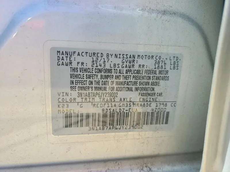 2018 NISSAN SENTRA SV  