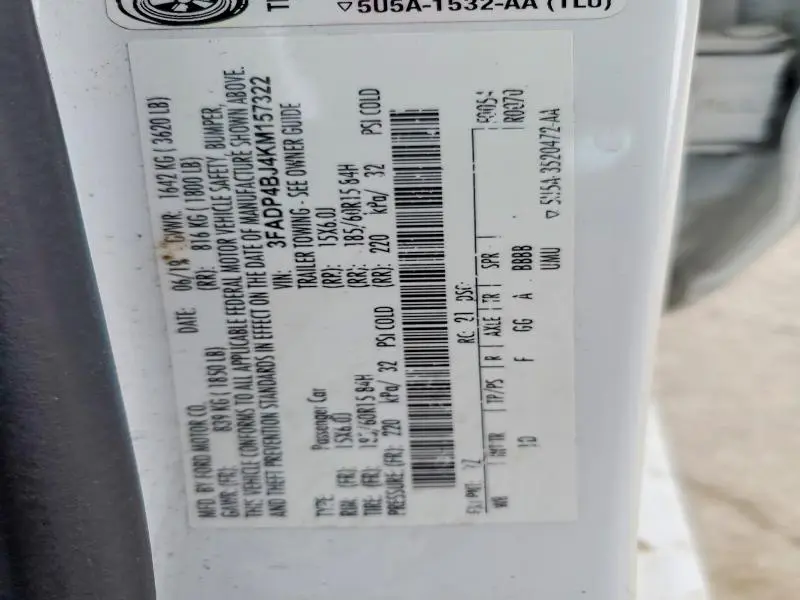2019 FORD FIESTA SE  