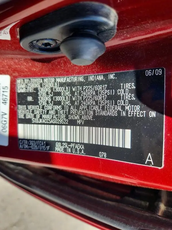 2010 TOYOTA SIENNA LE  