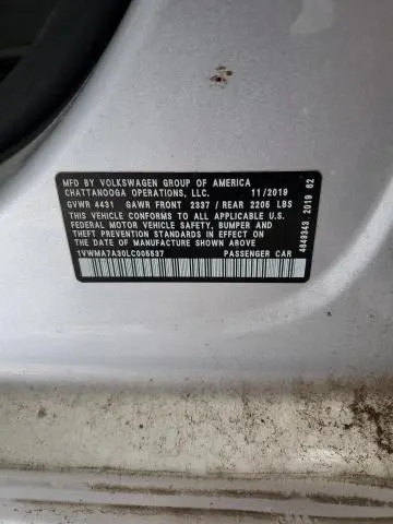 2020 VOLKSWAGEN PASSAT R-LINE  