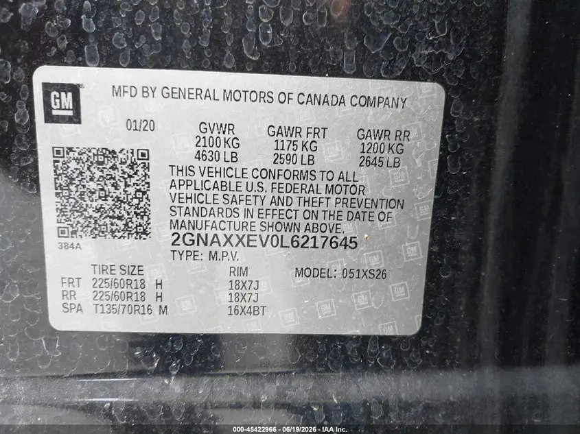2020 CHEVROLET EQUINOX AWD PREMIER 1.5L TURBO