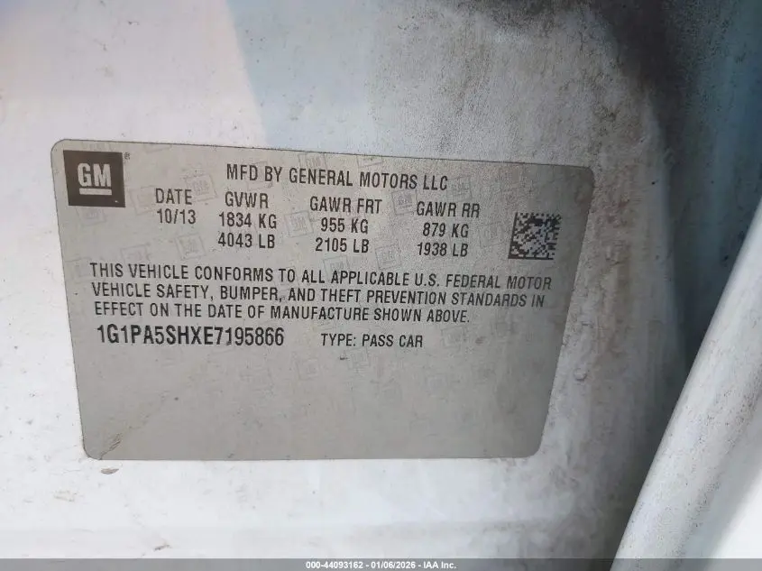 2014 CHEVROLET CRUZE LS AUTO