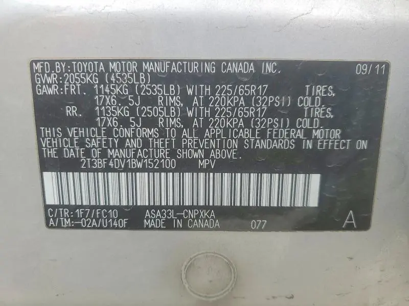 2011 TOYOTA RAV4 BASE  