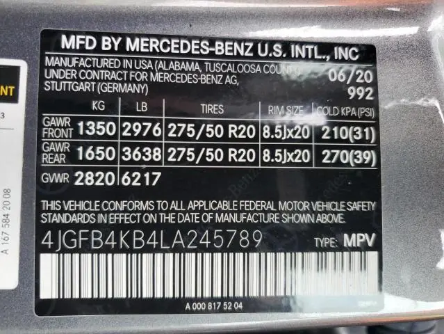 2020 MERCEDES-BENZ GLE 350 4MATIC  