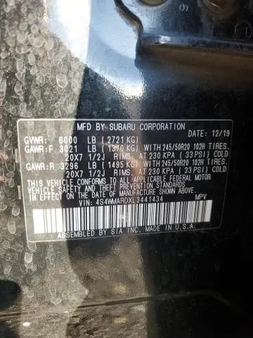 2020 SUBARU ASCENT TOURING  