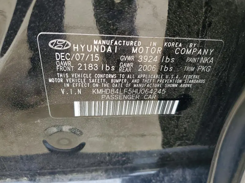 2017 HYUNDAI ELANTRA SE  