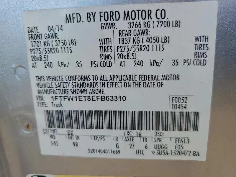 2014 FORD F150 SUPERCREW  