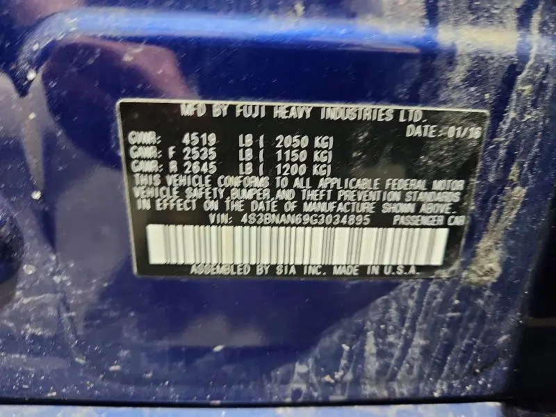 2016 SUBARU LEGACY 2.5I LIMITED  