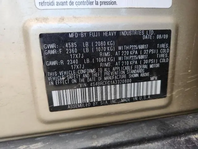 2010 SUBARU OUTBACK 2.5I PREMIUM  