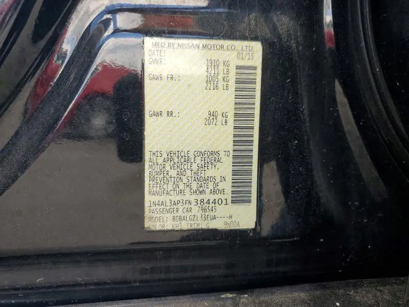 2015 NISSAN ALTIMA 2.5 S  