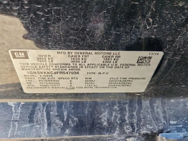 2015 CHEVROLET SUBURBAN K1500 LTZ  